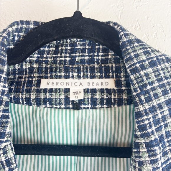 Veronica Beard Ada Cutaway Dickey Blazer Tweed Jacket in Navy Blue Multi Size 12 - Picture 6 of 6
